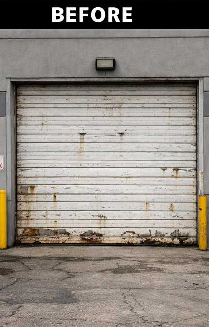 Arm Garage Doors Los Angeles CA commercial garage door before and after repair transformation