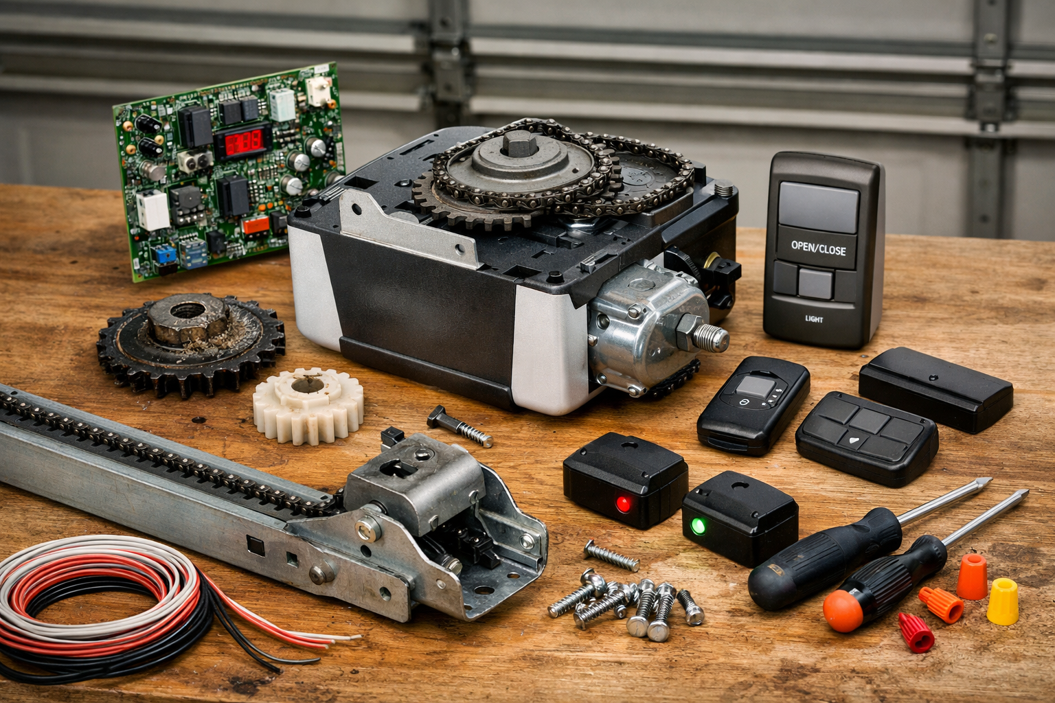 Garage door opener motor and sensors inspection