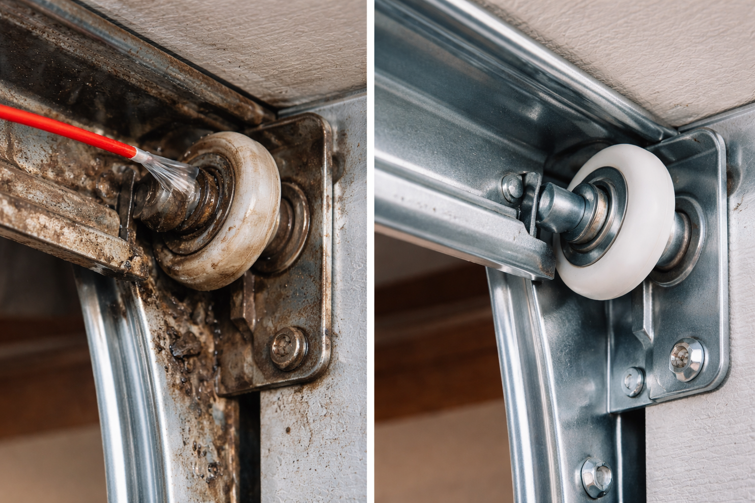 Garage door rollers guiding the door smoothly along its tracks