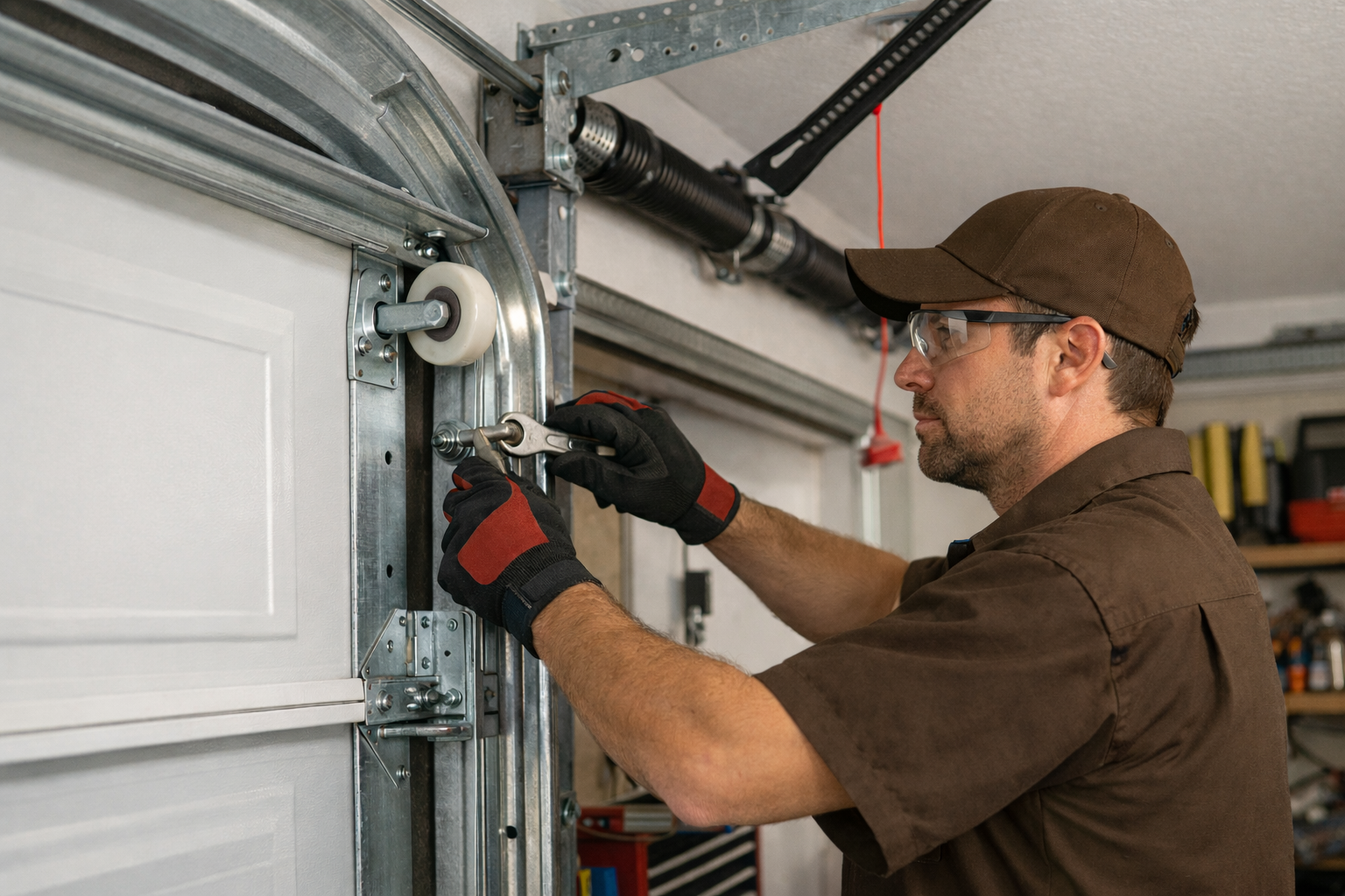 Professional garage door track realignment and repair