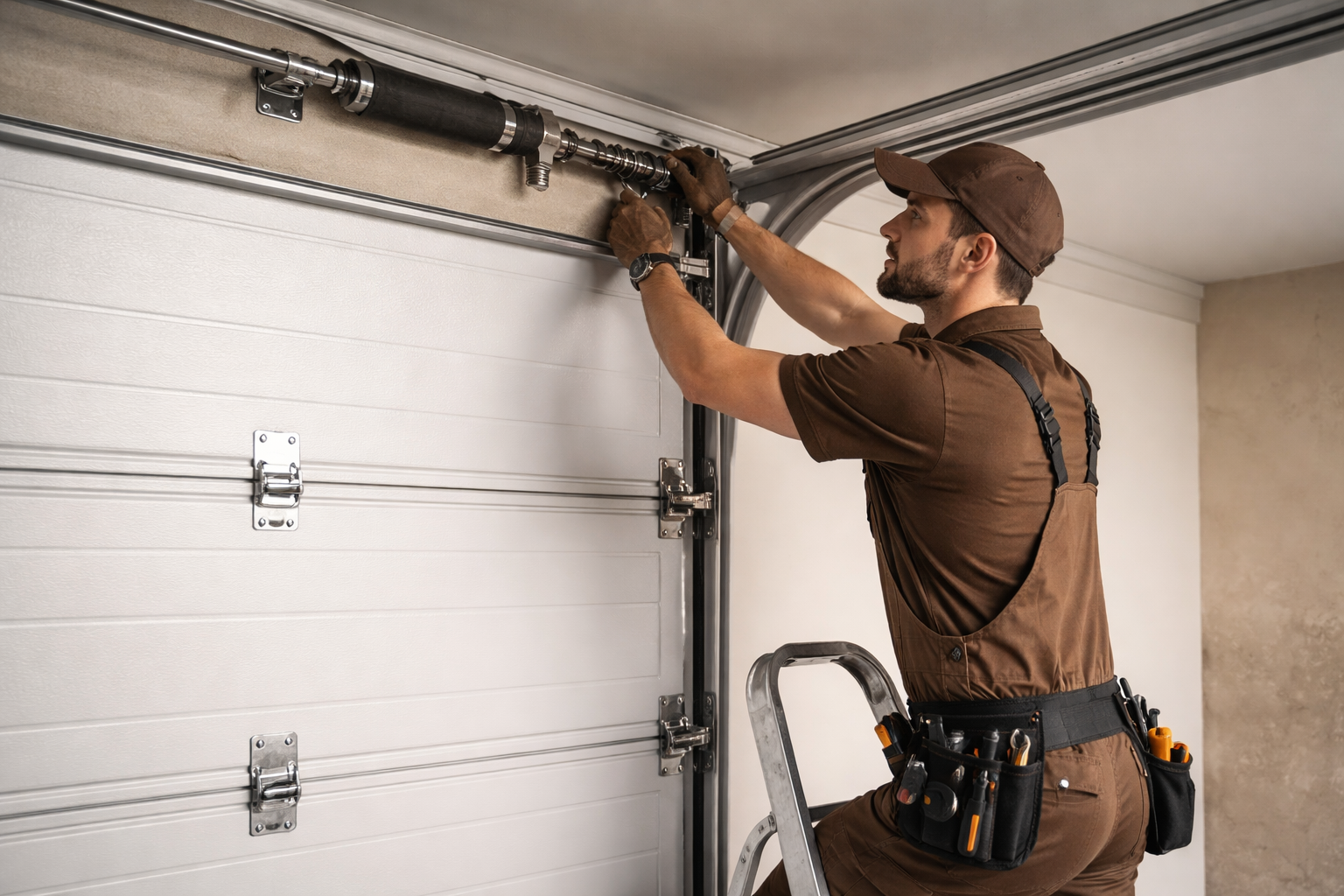 Residential garage door repair restoring safe and quiet movement