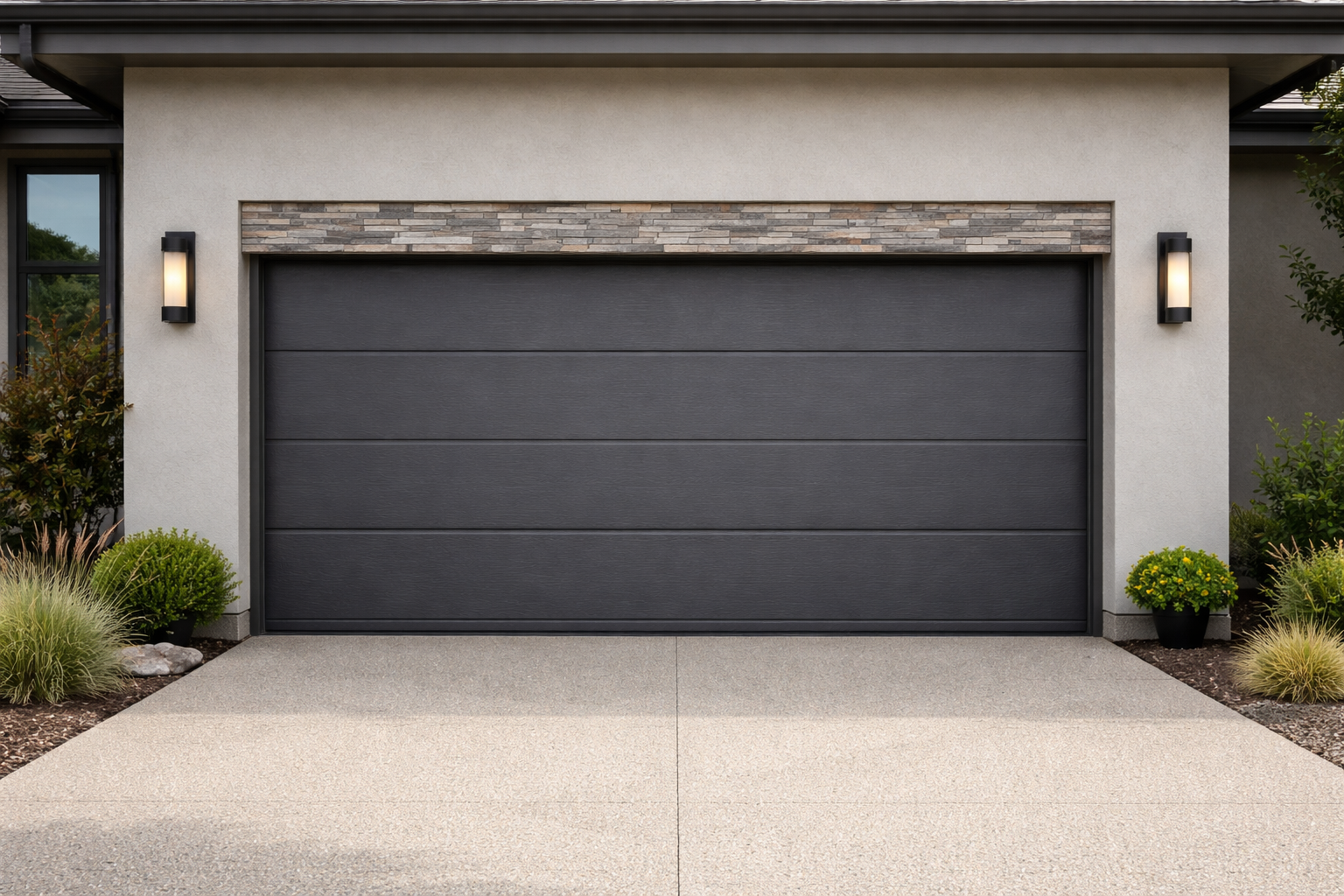 Technician performing reliable residential garage door repair at home